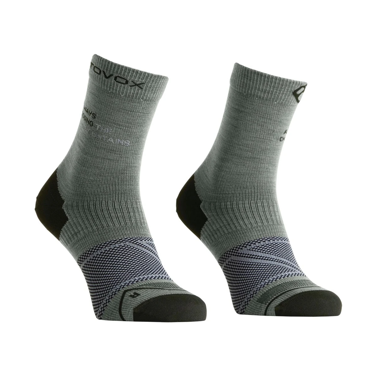 Ortovox Alpine Light Comp Mid Socks Grey, light merino compression socks for mountain sports