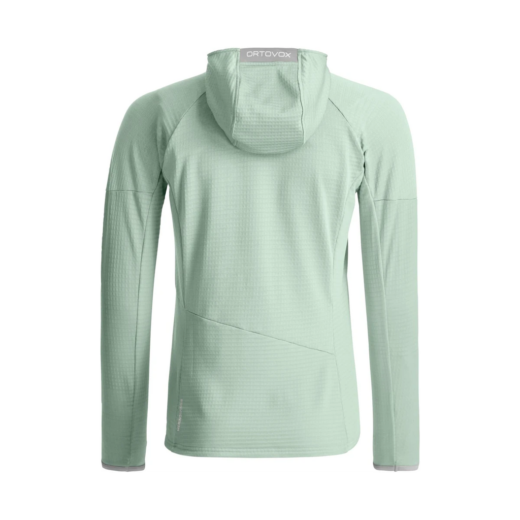 Ortovox Fleece Light Grid Hoody W Green Acid, felpa fleece leggera da donna per montagna e outdoor, vista 2