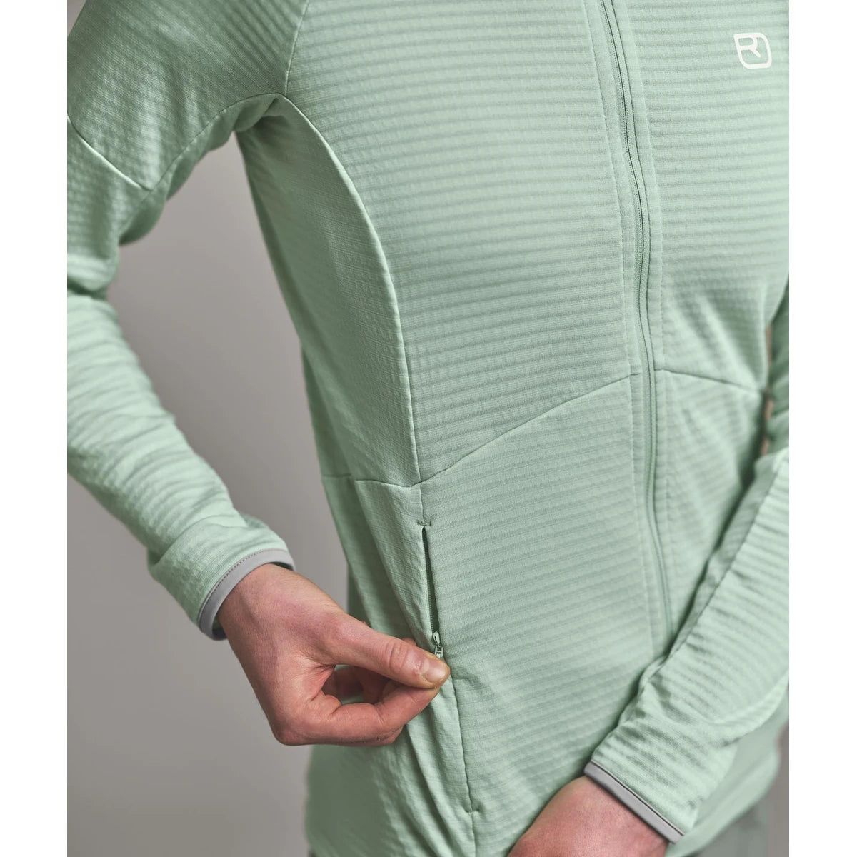 Ortovox Fleece Light Grid Hoody W Green Acid, felpa fleece leggera da donna per montagna e outdoor, vista 6