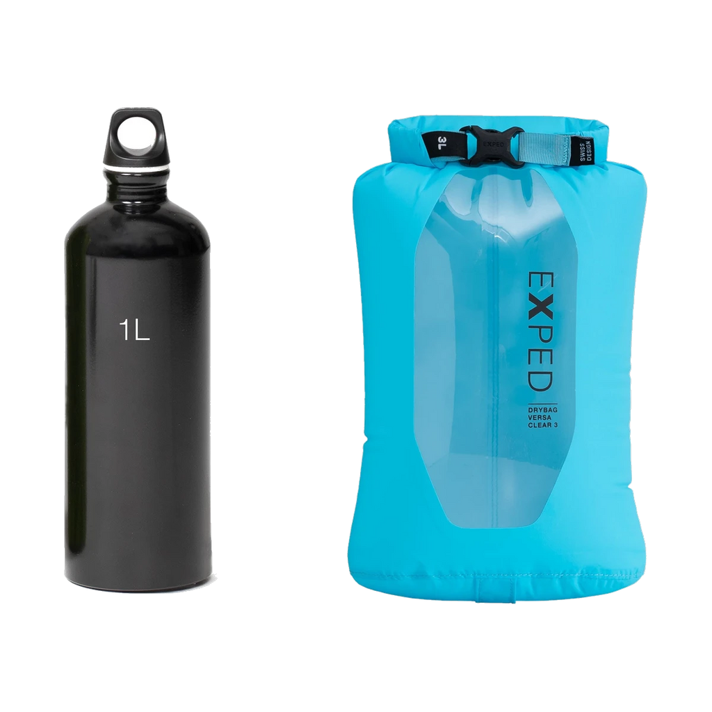 Drybag Versa Clear 3, leichter Packsack mit Sichtfenster für Outdoor und Reisen cyan