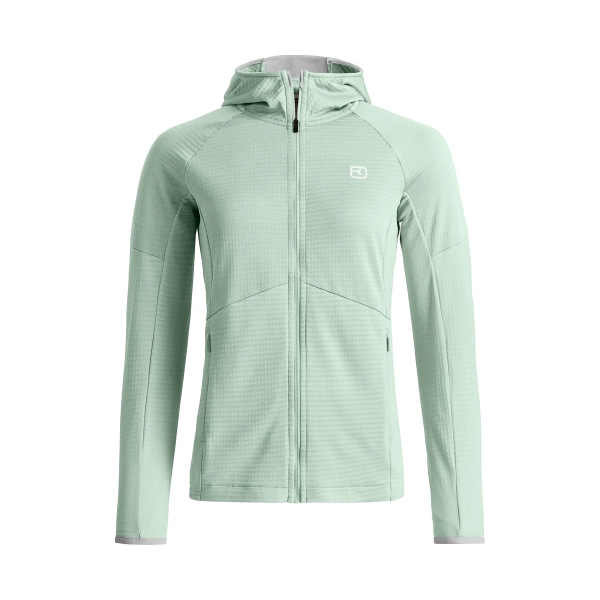 Ortovox Fleece Light Grid Hoody W Green Acid, felpa fleece leggera da donna per montagna e outdoor