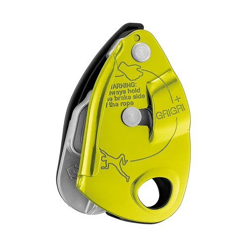 Petzl Grigri+ Yellow, Sicherungsgerät mit Bremsunterstützung für Klettern und Training